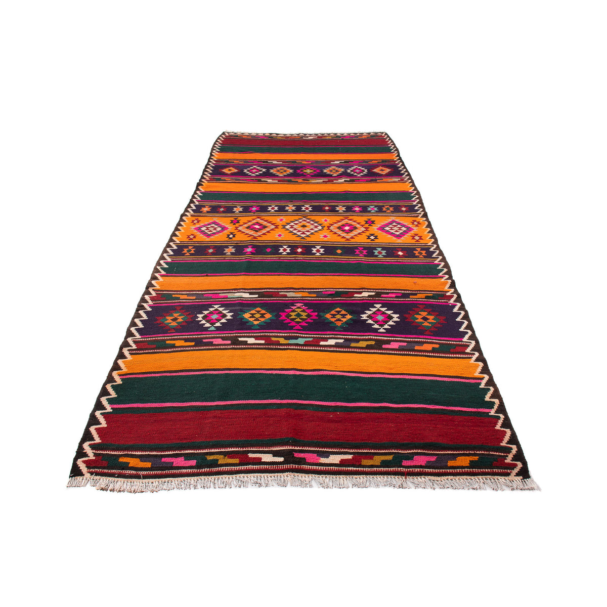 Tapis de couloir Tapis Kelim - Vieux - 355 x 150 cm - multicolore