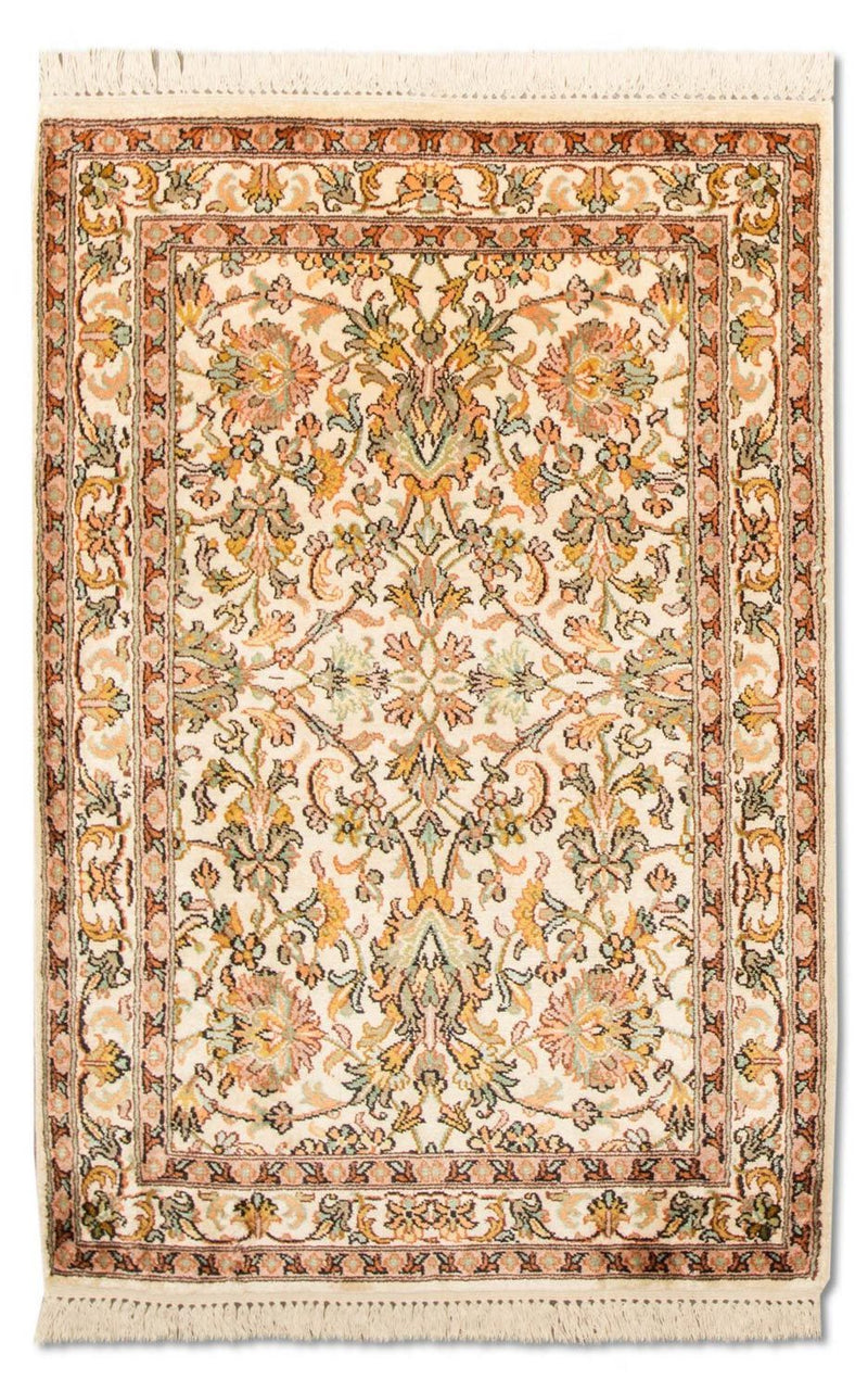 Tapis en soie - Soie du Cachemire - 95 x 62 cm - beige