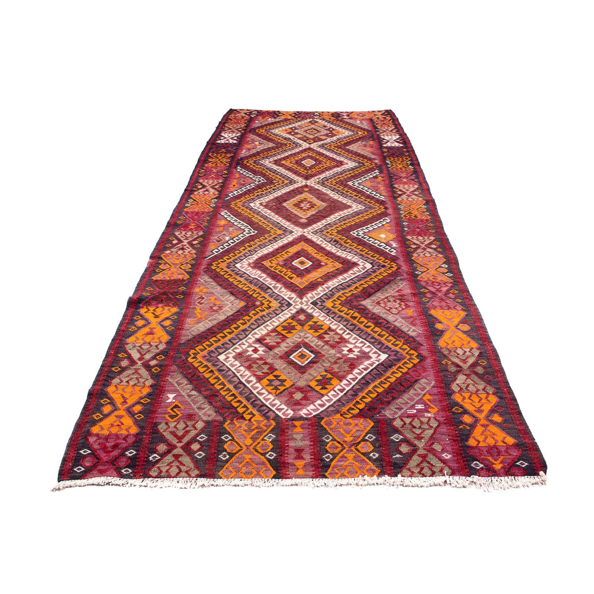 Tapis de couloir Tapis Kelim - Vieux - 375 x 140 cm - multicolore