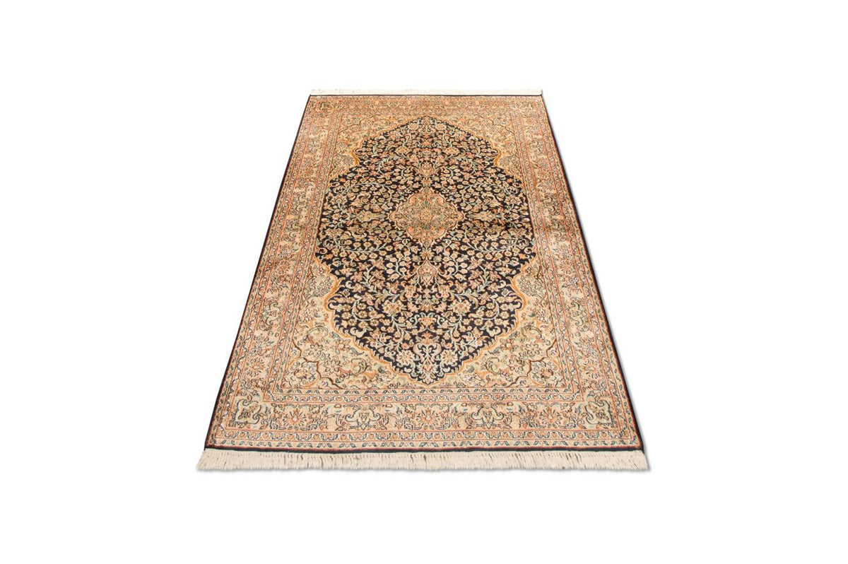 Tapis en soie - Soie du Cachemire - 153 x 93 cm - bleu foncé