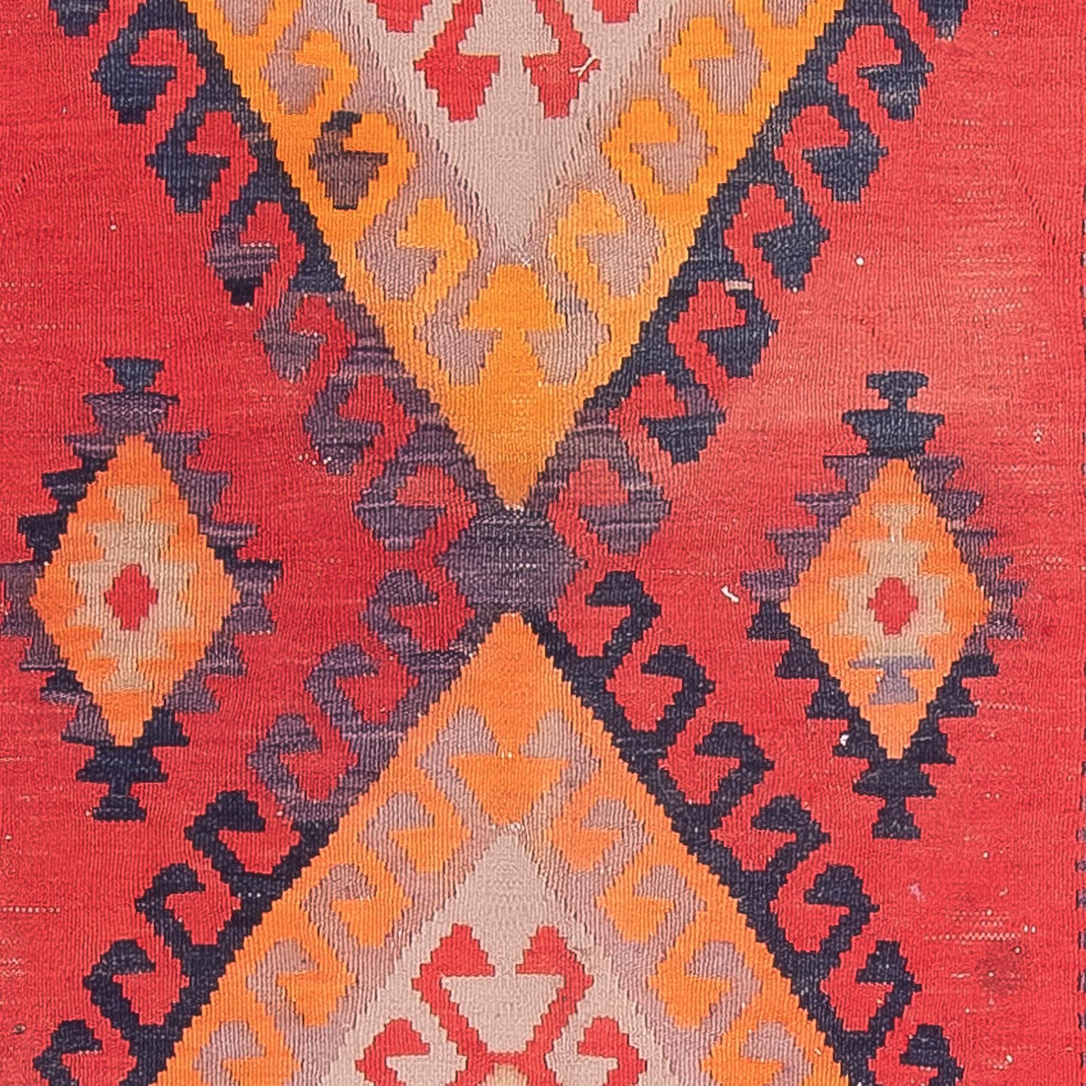 Tapis de couloir Tapis Kelim - Vieux - 410 x 150 cm - rouge
