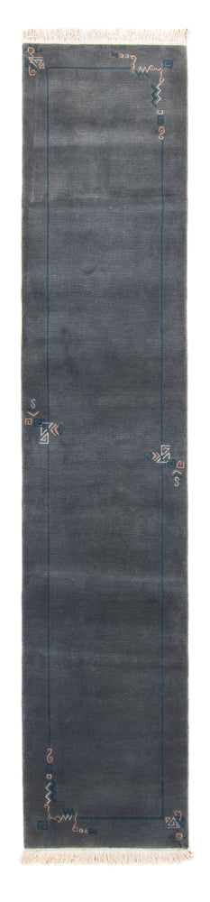 Tapis de couloir Tapis Népalais - 343 x 73 cm - bleu