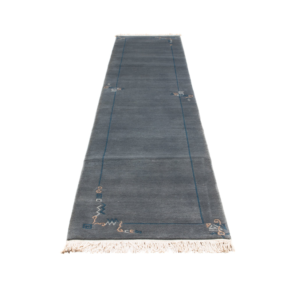 Tapis de couloir Tapis Népalais - 343 x 73 cm - bleu