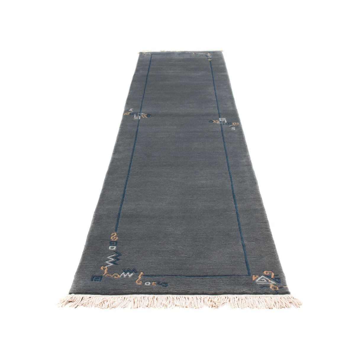 Tapis de couloir Tapis Népalais - 330 x 71 cm - bleu