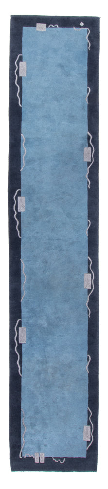 Tapis de couloir Tapis Népalais - 337 x 73 cm - bleu