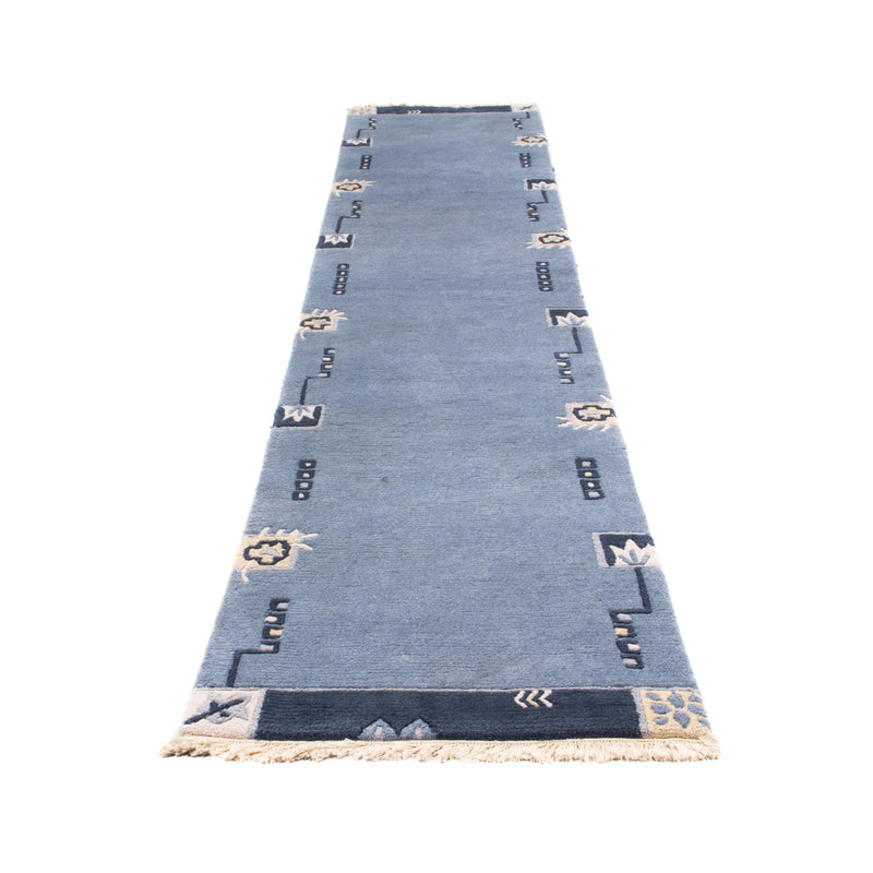 Tapis de couloir Tapis Népalais - 330 x 69 cm - bleu