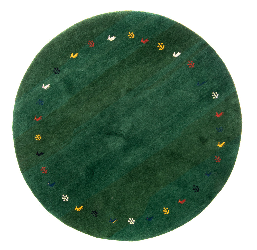 Tapis Gabbeh - Indus ronde - 194 x 194 cm - vert