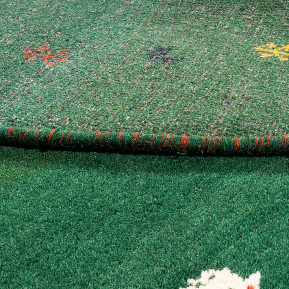Tapis Gabbeh - Indus ronde - 194 x 194 cm - vert