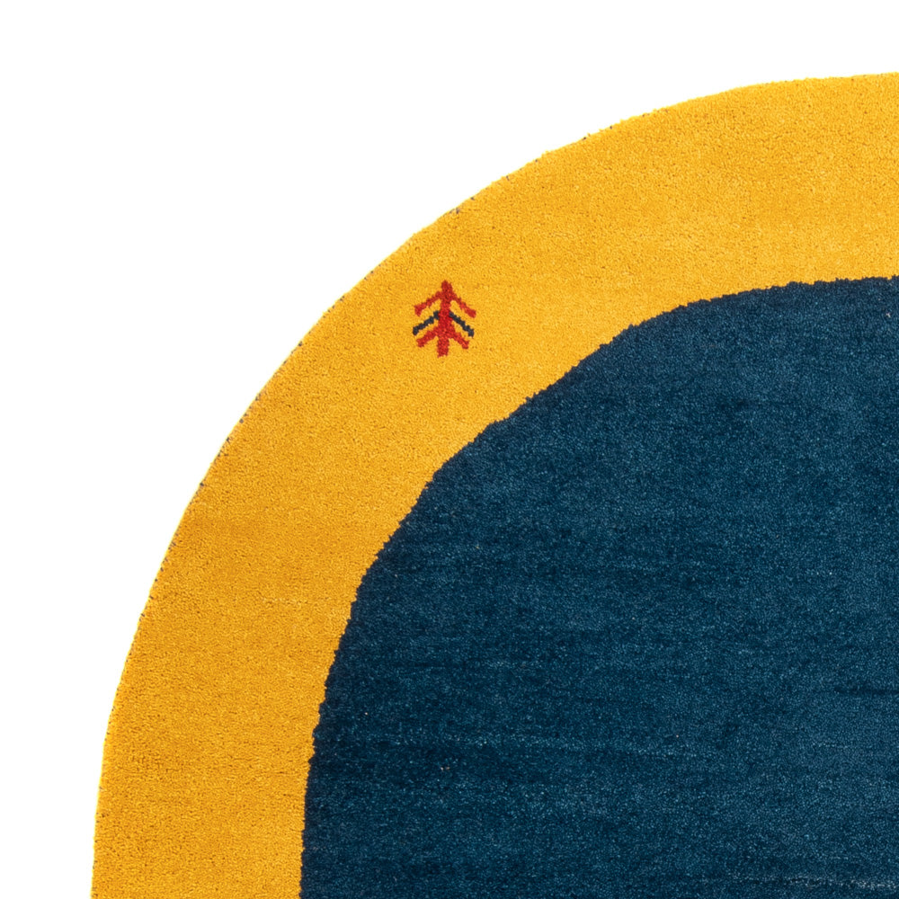 Tapis Gabbeh - Indus ronde  - 195 x 195 cm - bleu