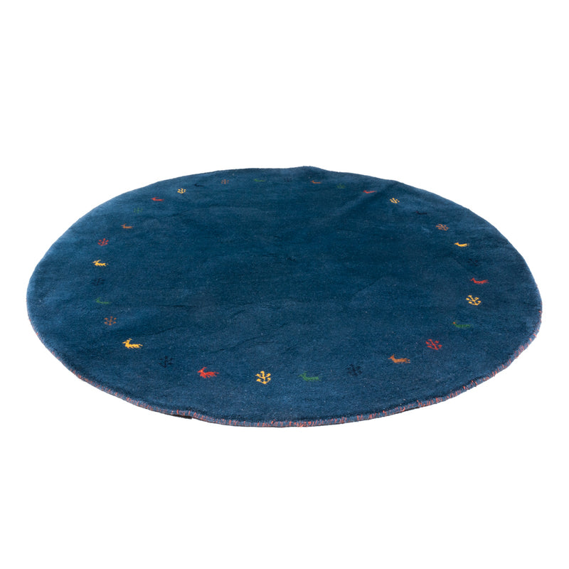 Tapis Gabbeh - Indus ronde  - 194 x 194 cm - bleu
