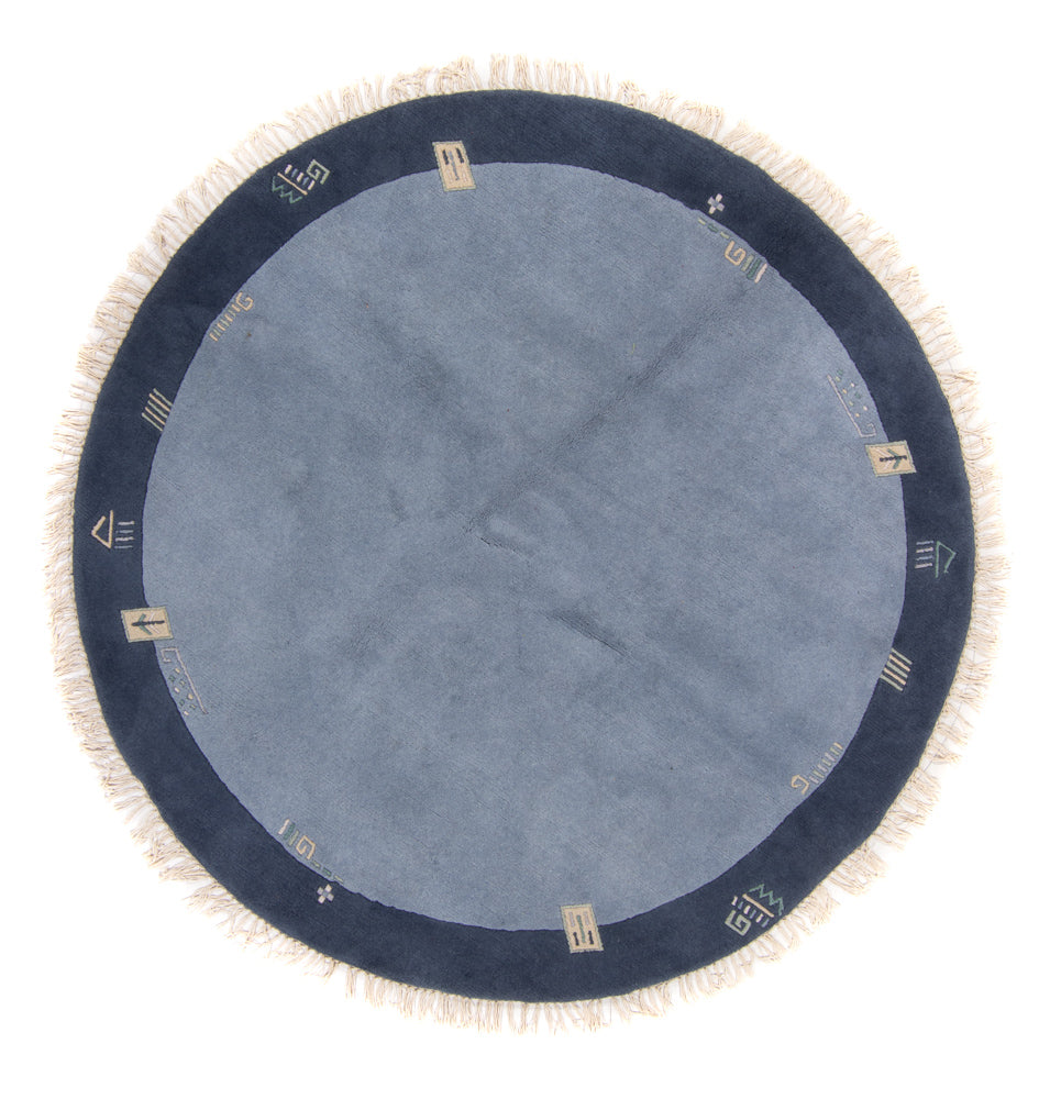 Tapis Népalais ronde  - 197 x 197 cm - bleu