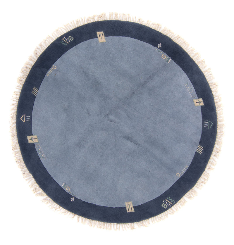 Tapis Népalais ronde  - 197 x 197 cm - bleu