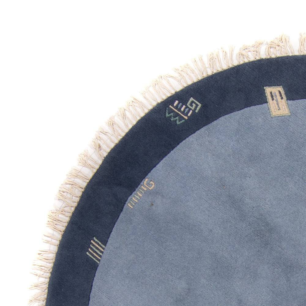 Tapis Népalais ronde  - 197 x 197 cm - bleu