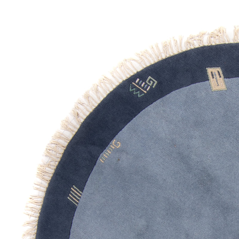 Tapis Népalais ronde  - 197 x 197 cm - bleu