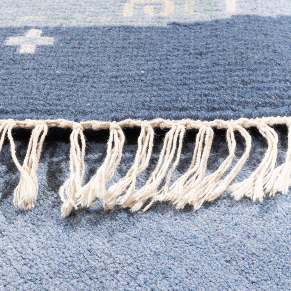 Tapis Népalais ronde  - 197 x 197 cm - bleu