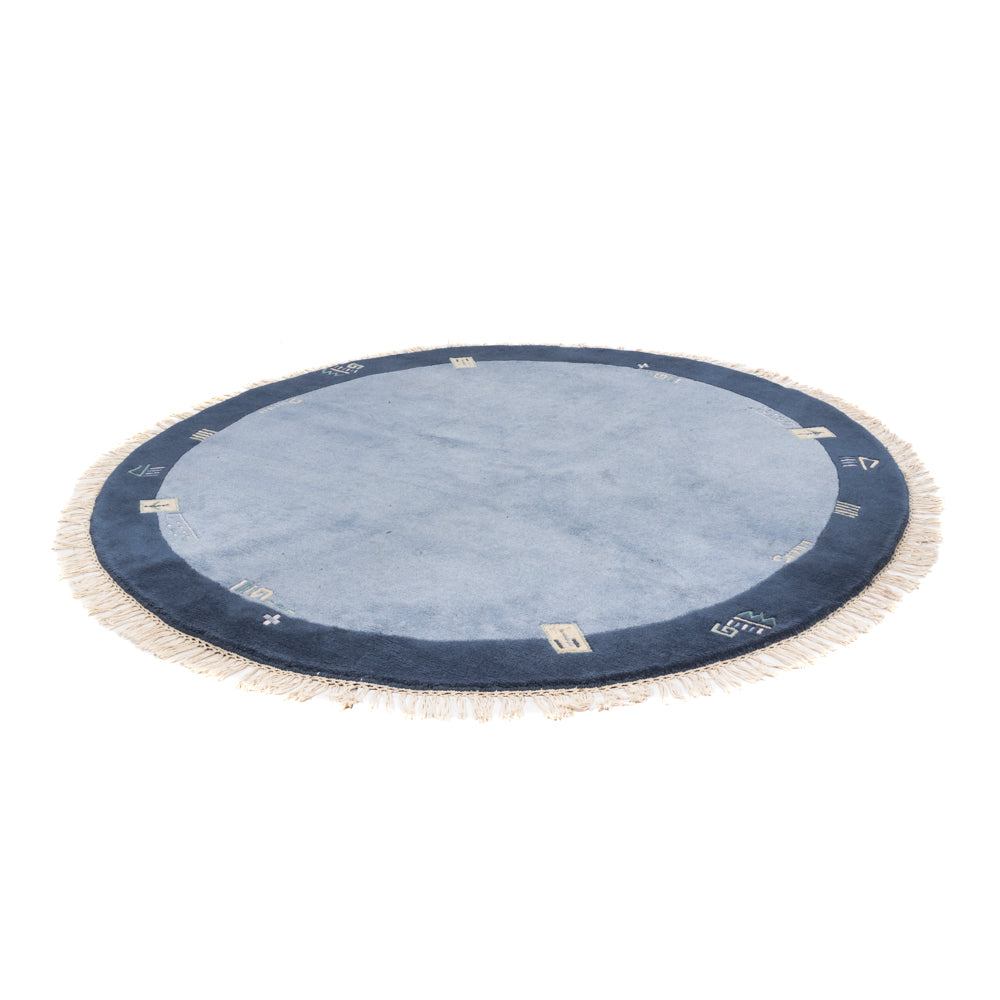 Tapis Népalais ronde  - 197 x 197 cm - bleu