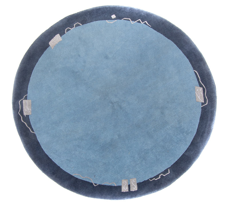 Tapis Népalais ronde  - 210 x 210 cm - bleu