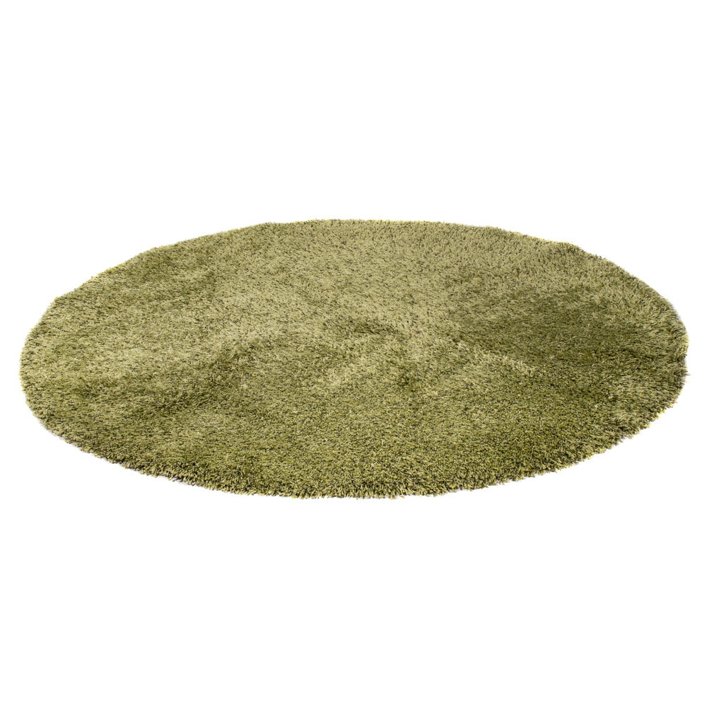 Tapis à poils longs ronde  - 200 x 200 cm - vert olive