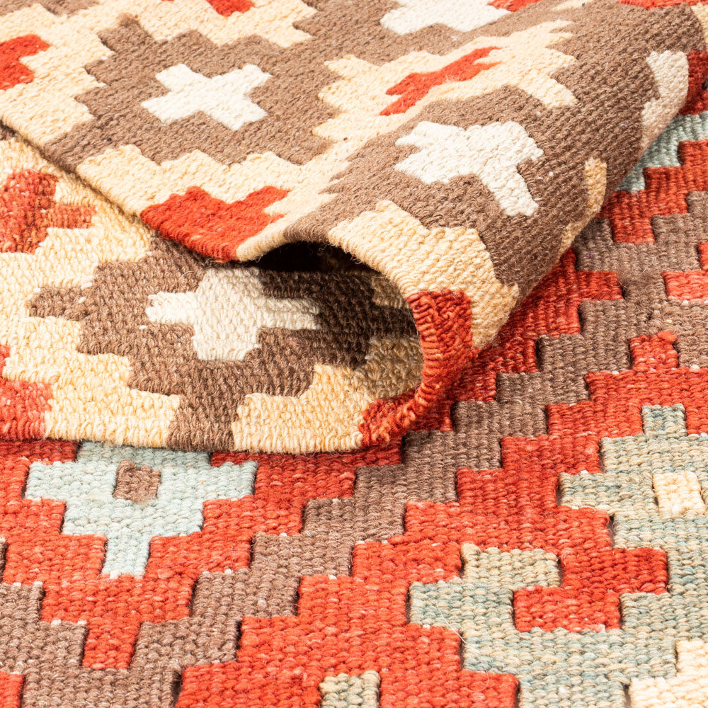 Tapis de couloir Tapis Kelim - Splash - 203 x 110 cm - rouge