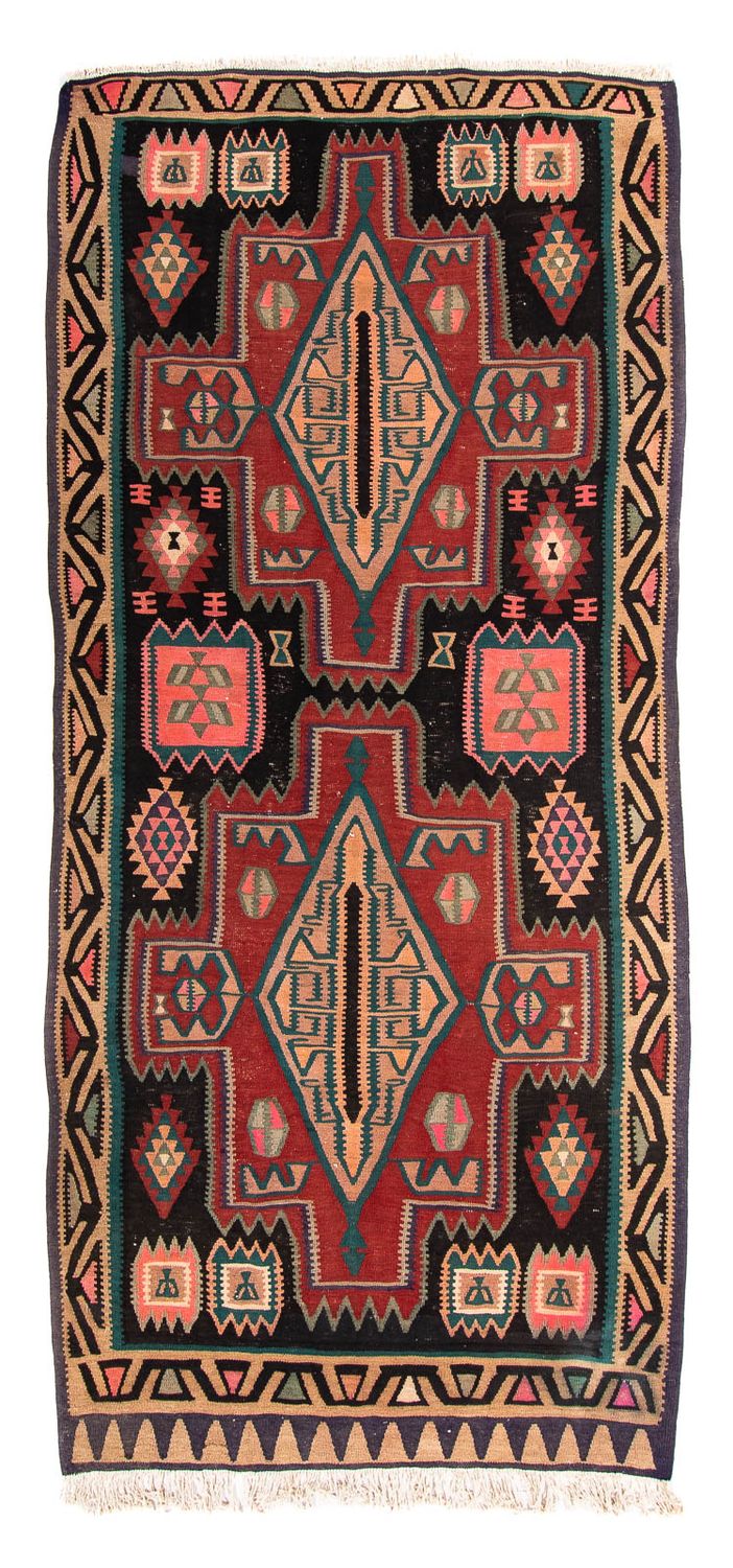 Tapis de couloir Tapis Kelim - Vieux - 300 x 140 cm - multicolore