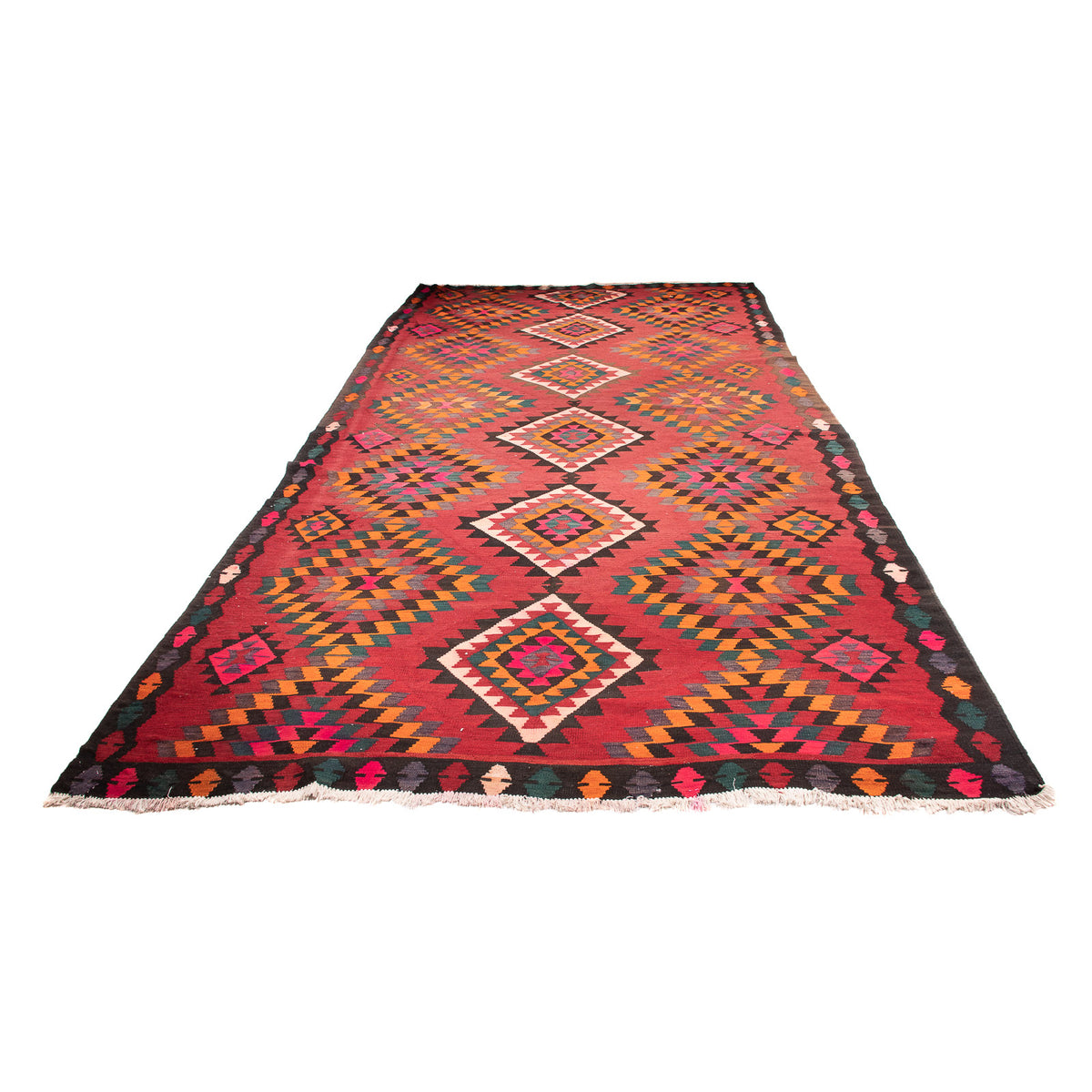 Tapis de couloir Tapis Kelim - Vieux - 430 x 210 cm - rouge