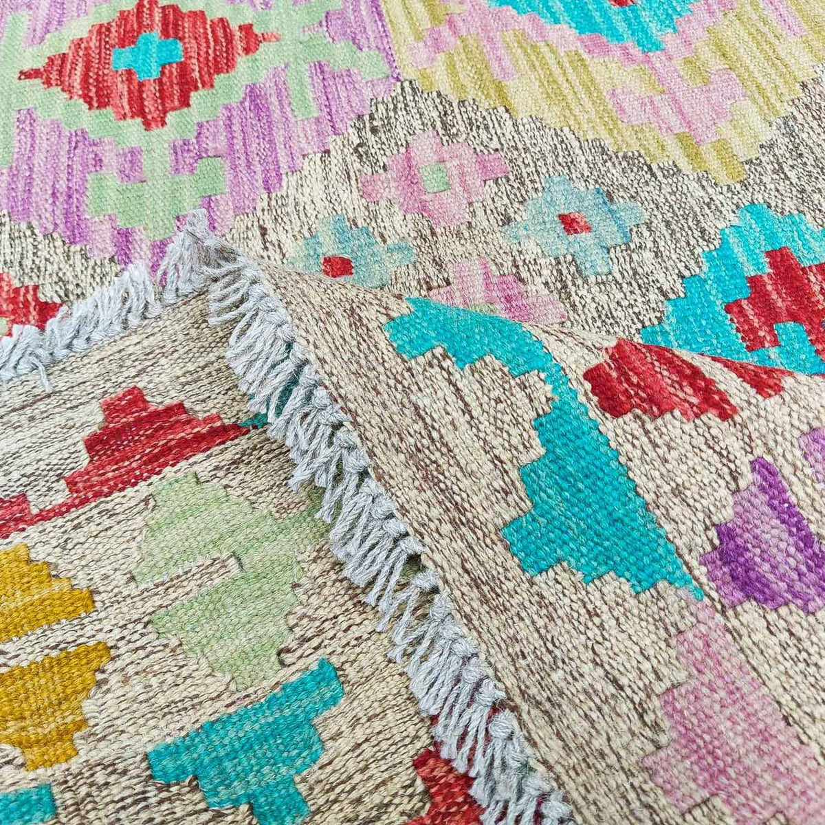 Tapis Kelim - Splash - 294 x 199 cm - multicolore