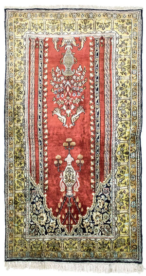Tapis en soie - Kayseri - 137 x 77 cm - rouge