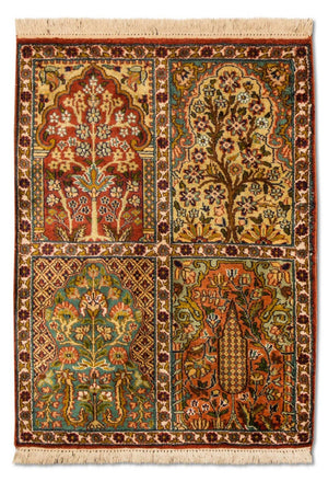 Tapis en soie - Soie du Cachemire - 91 x 65 cm - multicolore