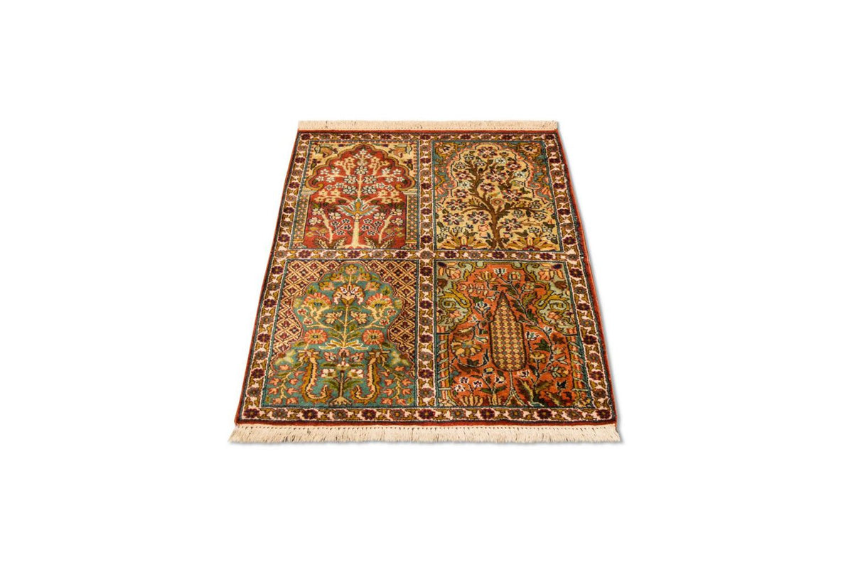 Tapis en soie - Soie du Cachemire - 91 x 65 cm - multicolore