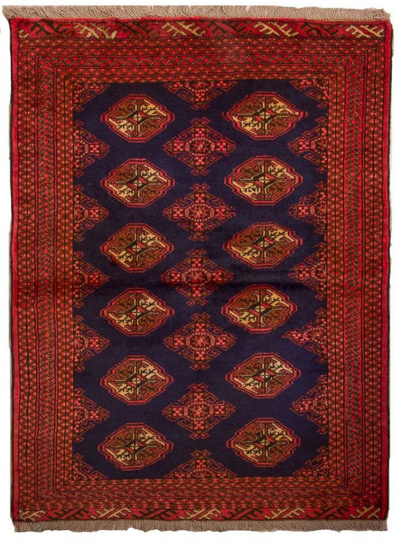 Tapis Turkaman - 135 x 103 cm - bleu foncé