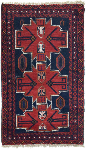 Tapis Belutsch - 122 x 77 cm - rouge