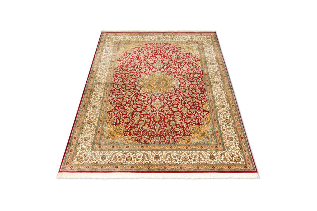 Tapis en soie - Soie du Cachemire - 216 x 153 cm - rouge