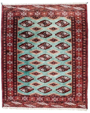 Tapis Turkaman - 124 x 100 cm - turquoise