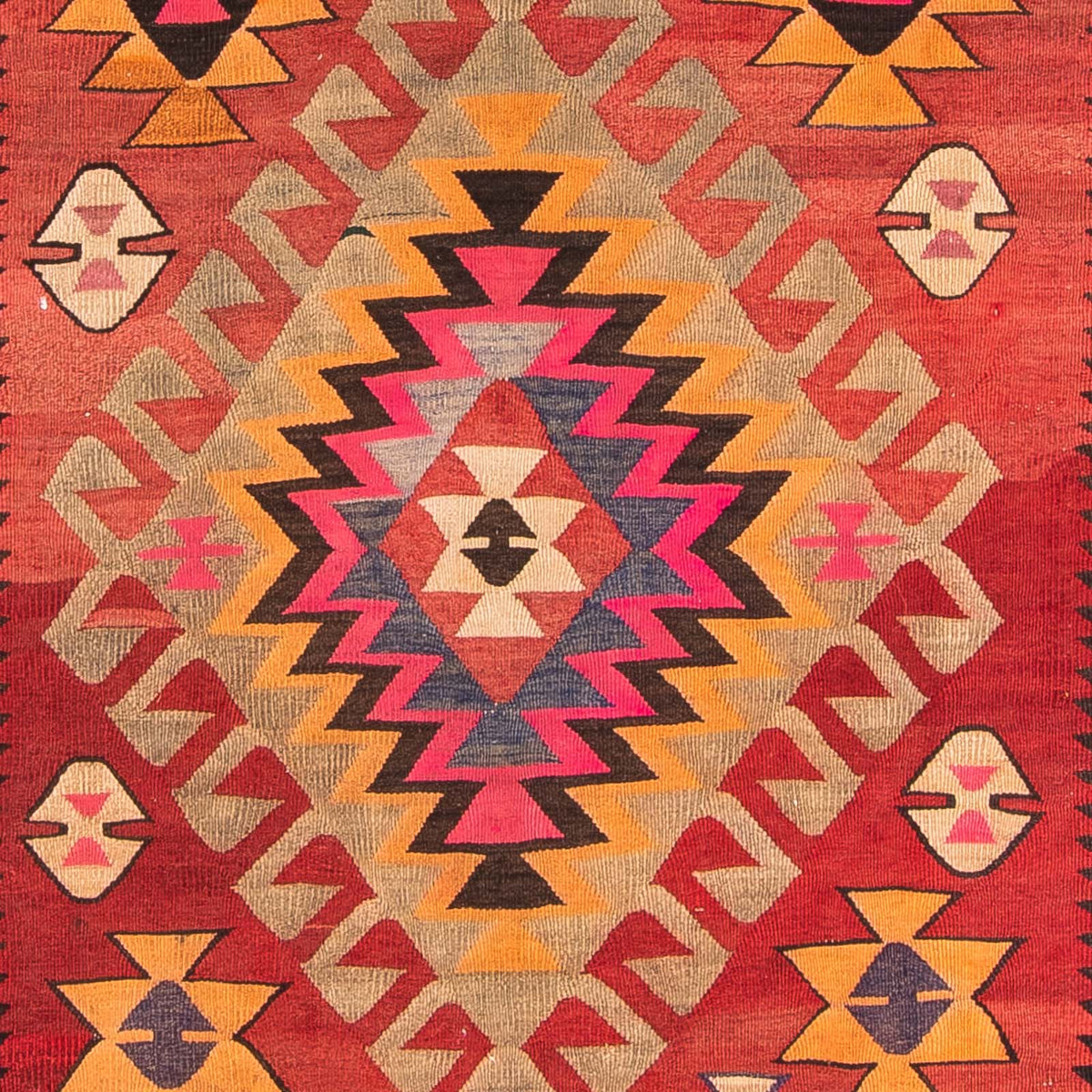 Tapis de couloir Tapis Kelim - Vieux - 350 x 150 cm - multicolore