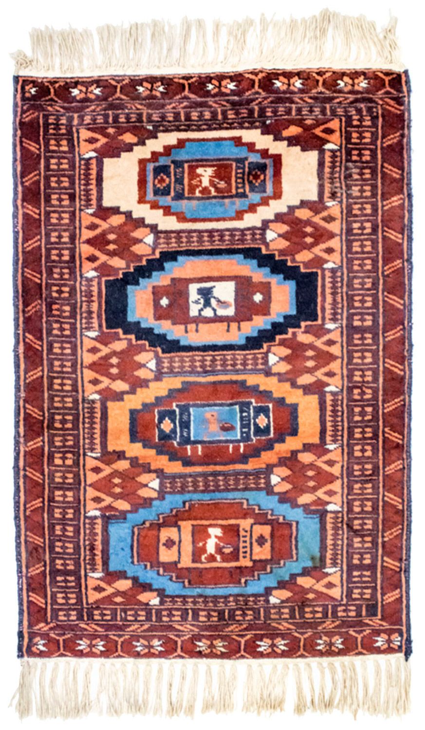 Tapis afghan - 69 x 46 cm - rouille