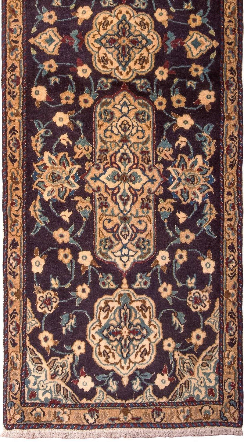 Tapis de couloir Tapis persan - Nain - Royal - 202 x 59 cm - bleu foncé