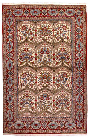 Tapis persan - Ghom - 215 x 141 cm - rouge