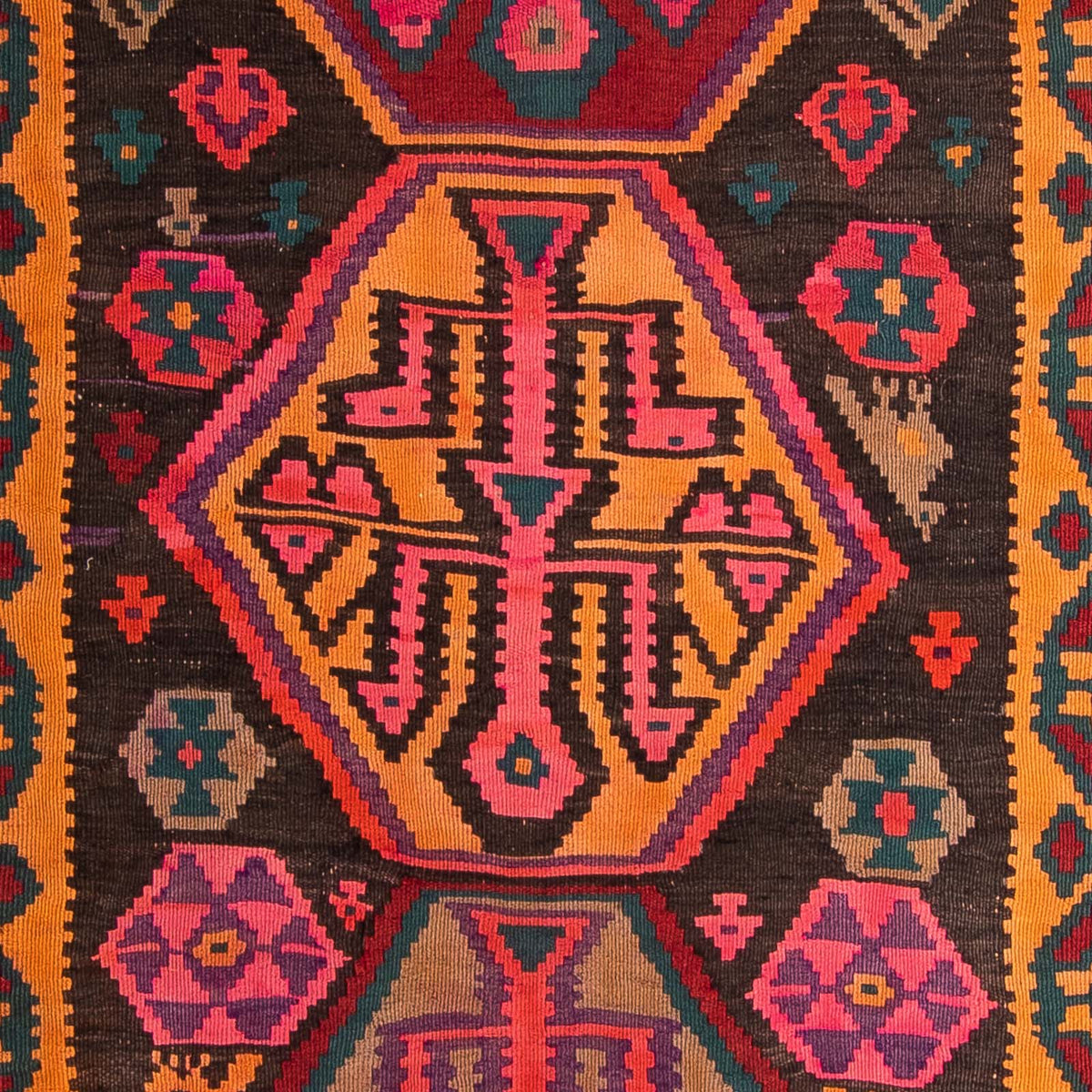 Tapis de couloir Tapis Kelim - Vieux - 375 x 142 cm - multicolore