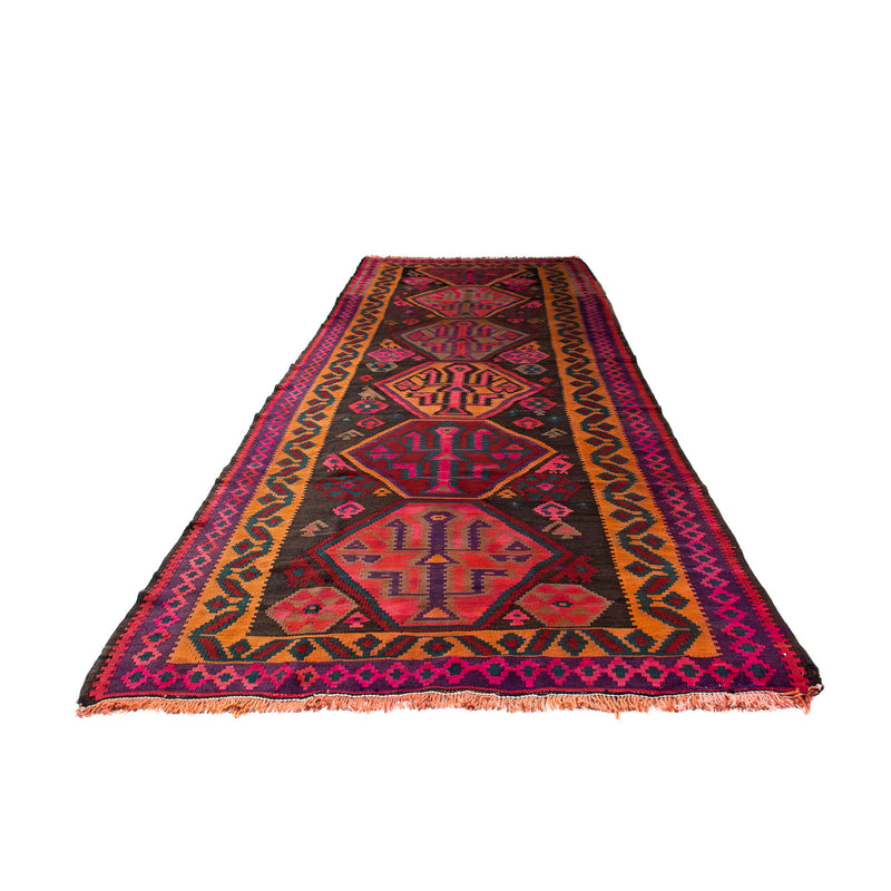 Tapis de couloir Tapis Kelim - Vieux - 375 x 142 cm - multicolore