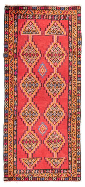 Tapis de couloir Tapis Kelim - Vieux - 395 x 180 cm - rouge