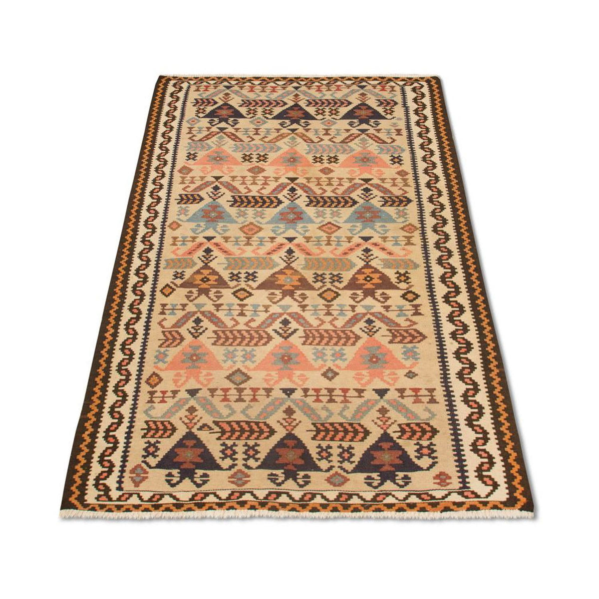 Tapis de couloir Tapis Kelim - Vieux - 195 x 108 cm - beige