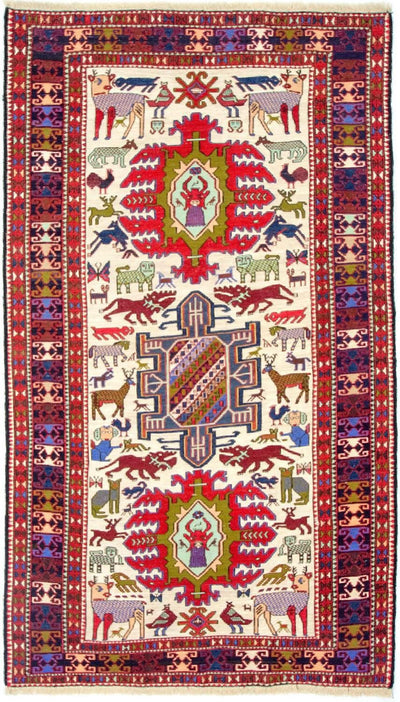 Kilim en soie Tapis 118x212cm - beige