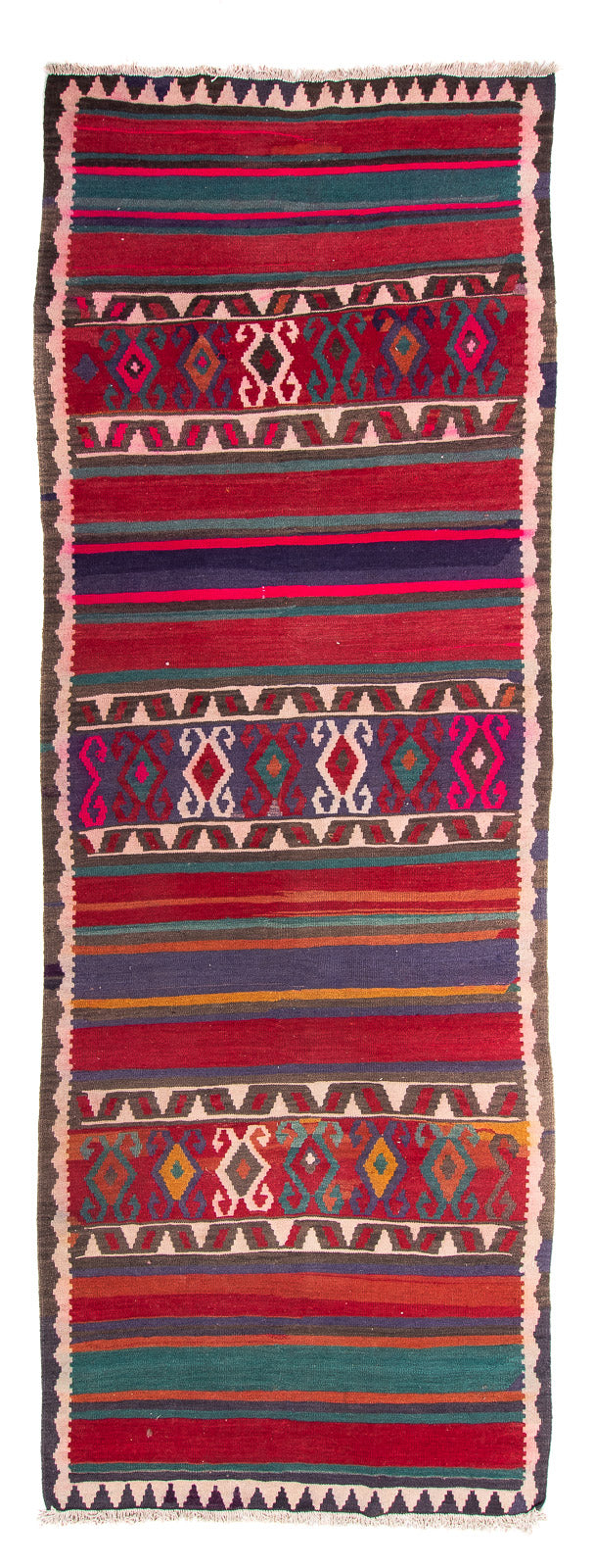 Tapis de couloir Tapis Kelim - Vieux - 370 x 140 cm - multicolore