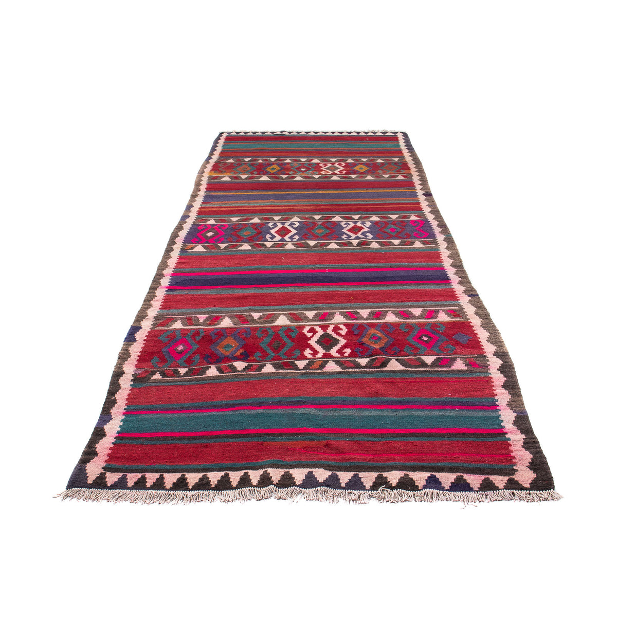 Tapis de couloir Tapis Kelim - Vieux - 370 x 140 cm - multicolore