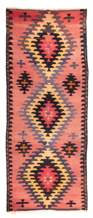 Tapis de couloir Tapis Kelim - Vieux - 405 x 150 cm - rouge clair