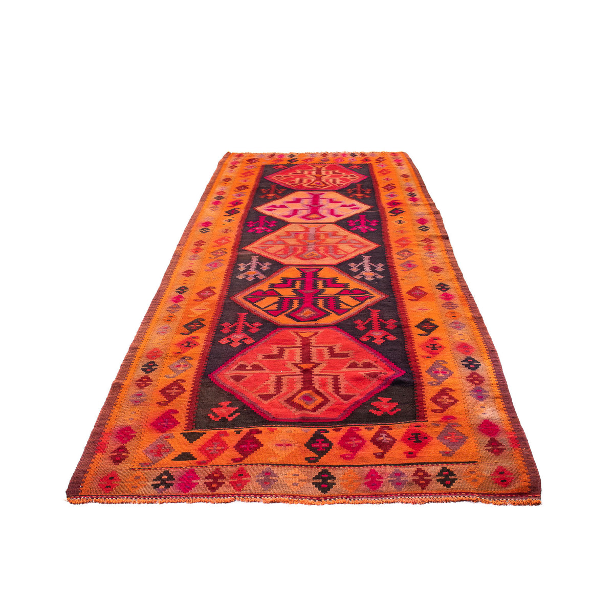 Tapis de couloir Tapis Kelim - Vieux - 360 x 140 cm - multicolore