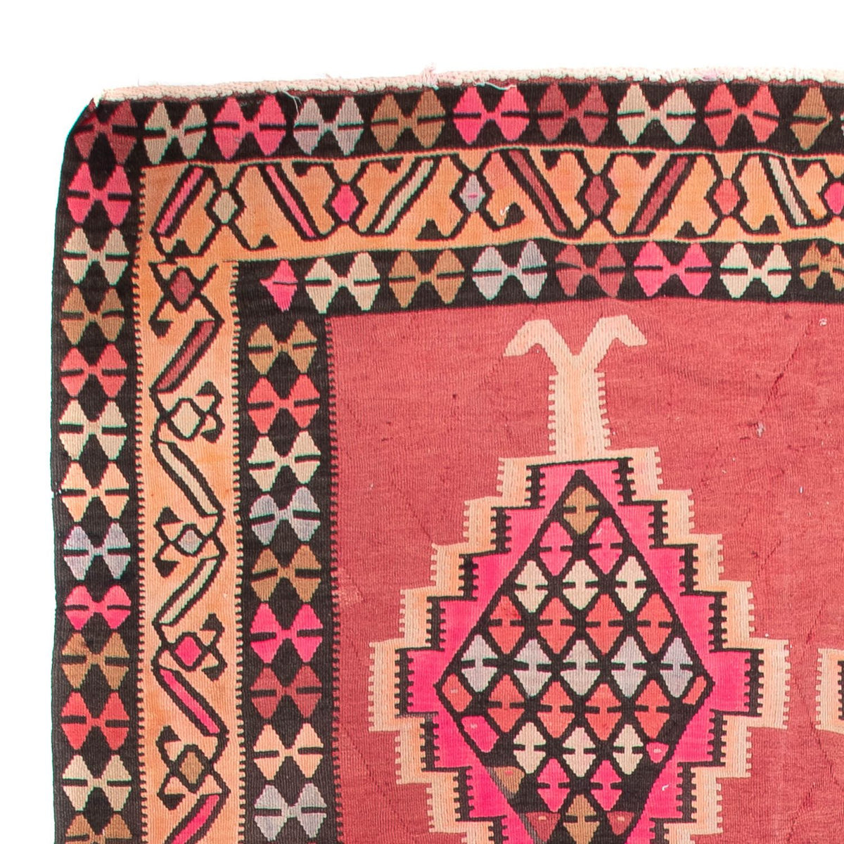 Tapis de couloir Tapis Kelim - Vieux - 380 x 185 cm - rouge