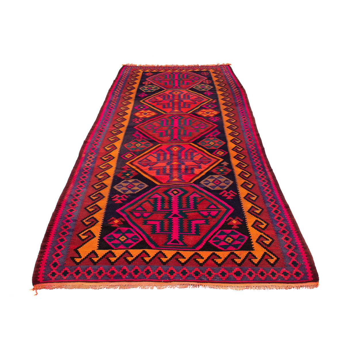Tapis de couloir Tapis Kelim - Vieux - 345 x 150 cm - multicolore