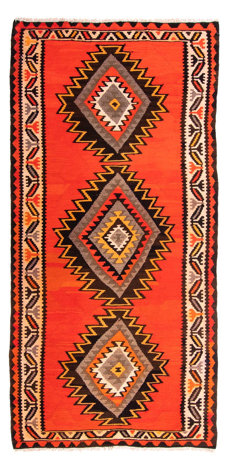 Tapis de couloir Tapis Kelim - Vieux - 275 x 140 cm - multicolore