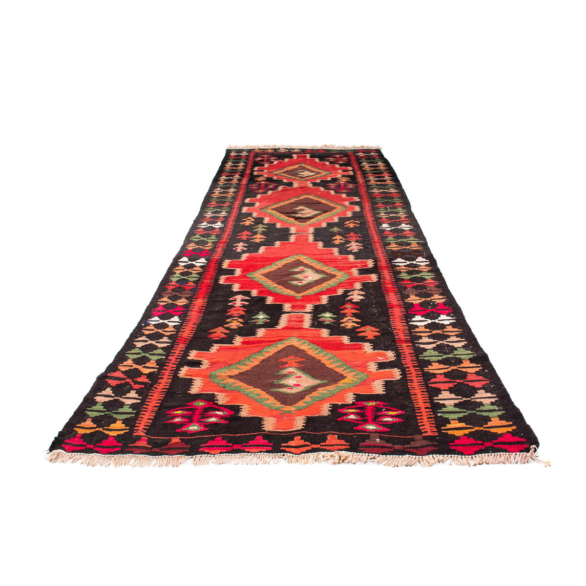 Tapis de couloir Tapis Kelim - Vieux - 330 x 137 cm - multicolore